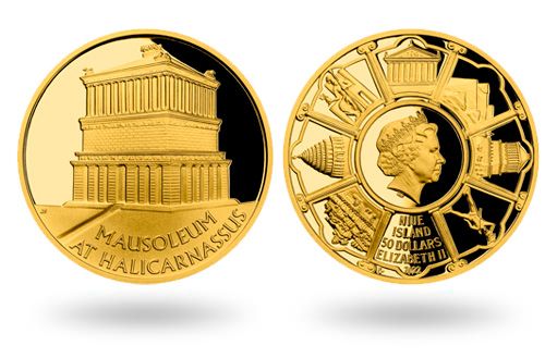 Мавзолей в Галикарнасе изображен на золотых монетах Ниуэ