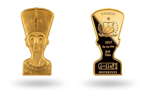 Золотые монеты Самоа в форма Бюста Нефертити