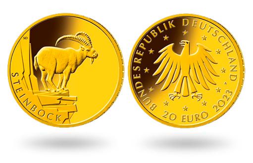 Горный козел на золотых монетах Германии
