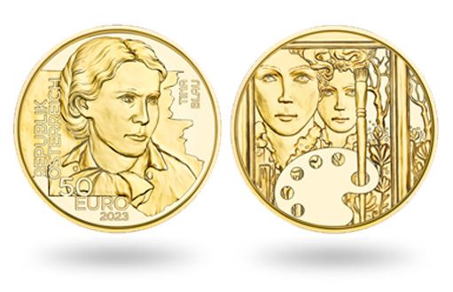 Тина Блау на золотых монетах Австрии