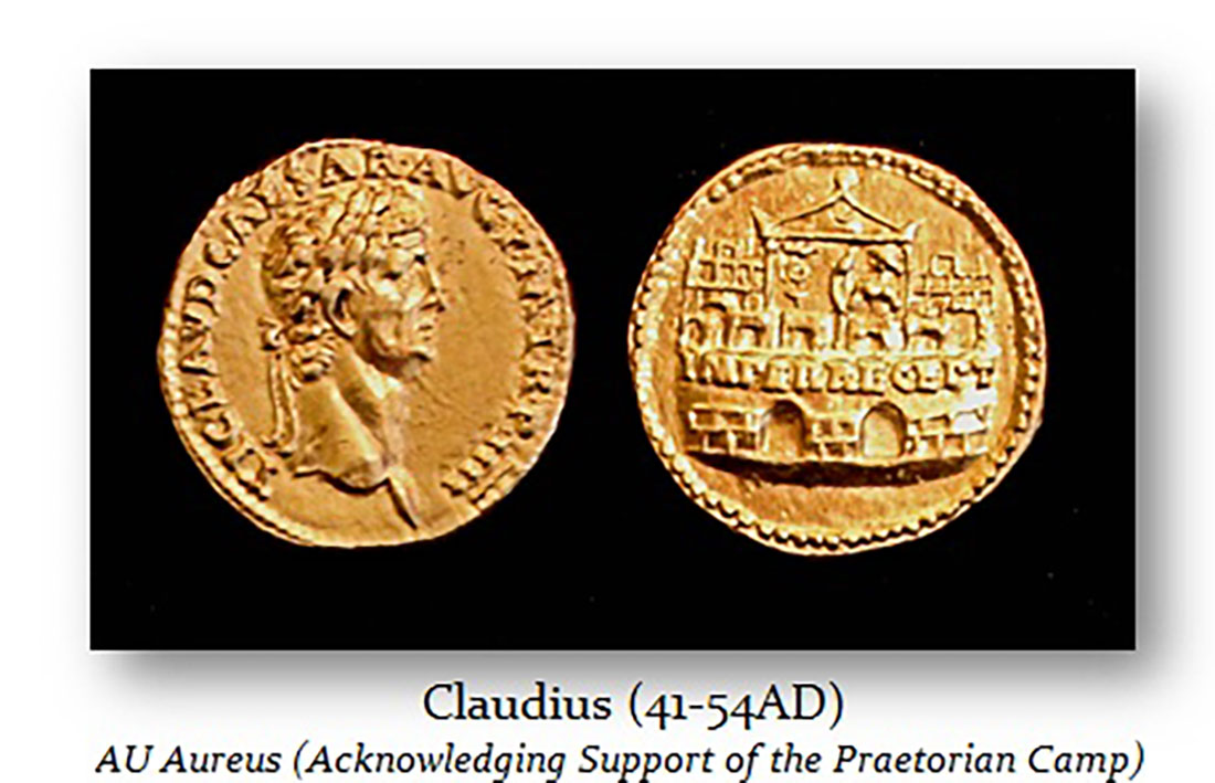 Золотой ауреус с портретом Клавдия