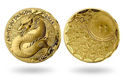 Дракон на золотых монетах