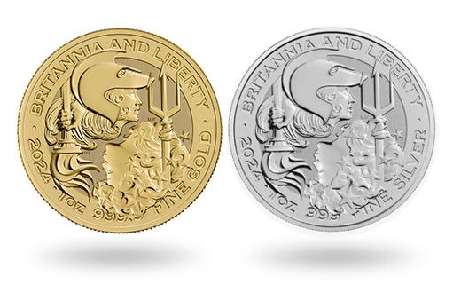 золотые и серебряные монеты серии Британия и Свобода