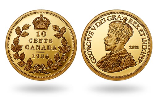 Канада выпустила памятную монету из золота 10 центов 1936 года