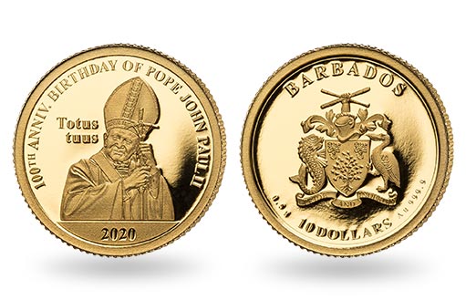 золотые монеты в честь 100-летнего юбилея Иоанна Павла II