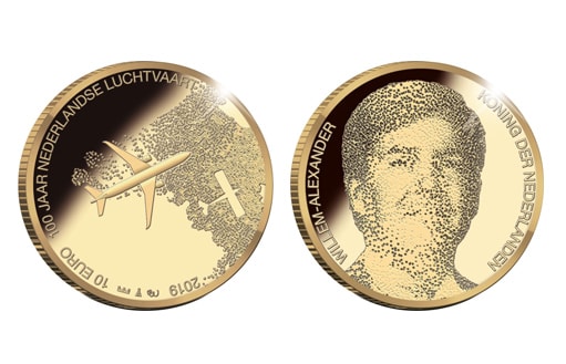 нидерландская монета из золота к юбилею авиации