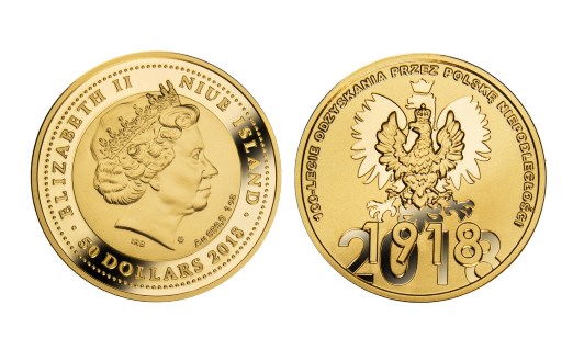 Памятные монеты из золота по эмитенту Ниуэ в честь обретения Польшей независимости