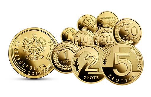 золотые монеты к столетию валюты Польши