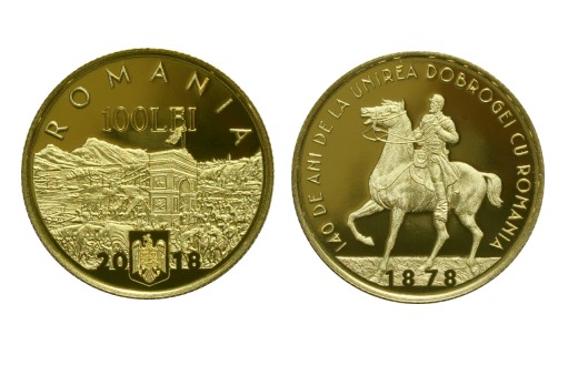Румынская золотая монета в честь присоединения Добруджи