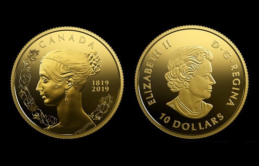 Коллекционная золотая монета, посвященная 200-летнему юбилею английской королевы Виктории.
