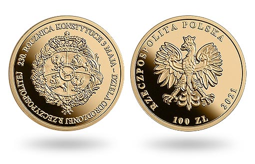 Польша выпустила золотые монеты к юбилею Конституции
