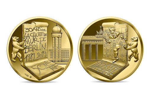 инвестиционные монеты из золота в честь 30-летней годовщины разрушения Берлинской стены