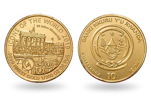 30-ая годовщина падения Берлинской стены отмечена на золотой монете Руанды
