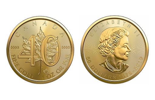 Памятная золотая монета, посвященная 40-летнему юбилею Золотого Кленового Листа