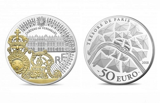 Серебряная памятная монета, с изображением  Версальского дворца