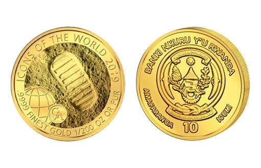 выпущена памятная золотая монета в честь 50-летия посадки на Луне