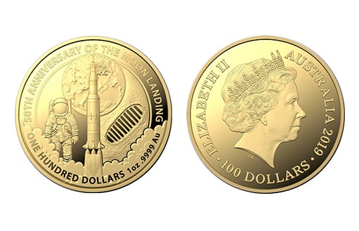 монета из инвестиционного золота, посвященная первым астронавтам