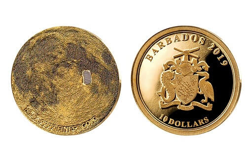 барбадосская золотая монета в высоком рельефе из набора