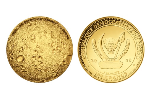 куполообразная золотая монета от Конго