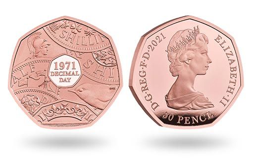 монеты Британии 50 пенсов к юбилею децимализации