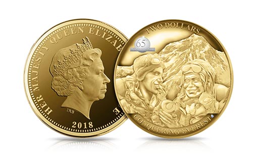 Первое восхождение на Эверест увековечено в золоте на монетах Ниуэ