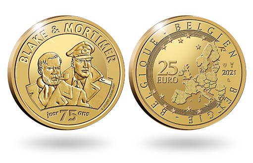 Бельгийские памятные золотые монеты 75 лет Блейку и Мортимеру
