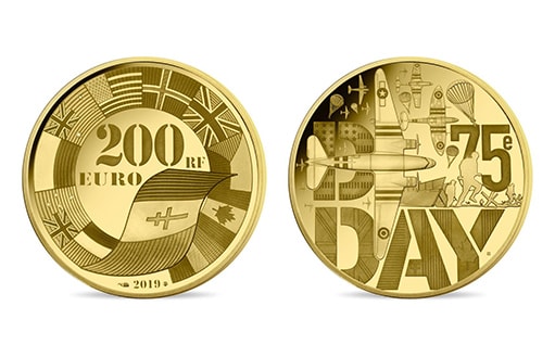день-д отмечен на золотых монетах Франции