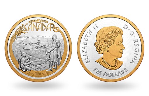 поселение викингов на серебряных монетах Канады