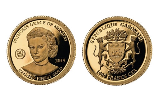 Памятная золотая монета, посвященная знаменитой американской актрисе и княгине Монако Грейс Келли.