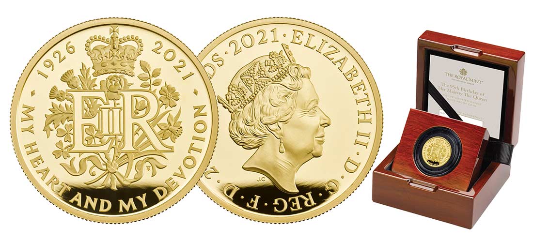 монеты из желтого золота к юбилею британской королевы
