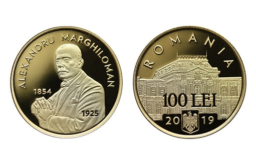 памятная монета из золота, посвященная румынскому политическому деятелю Александру Маргиломану