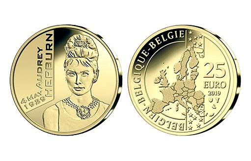 Памятная монета из золота, посвященная голливудской актрисе Одри Хепбёрн.