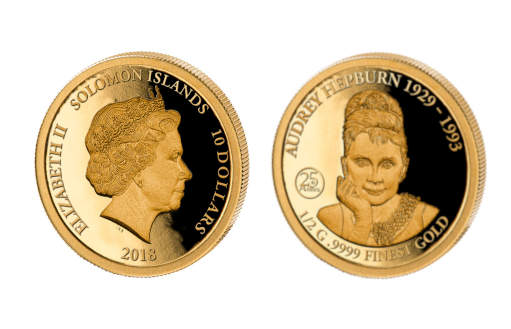 Одри Хепберн на новых золотых монетах Соломоновых Островов
