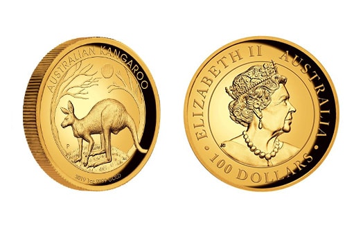 Коллекционная монета из золота по эмитенту Австралии, посвященная австралийскому кенгуру