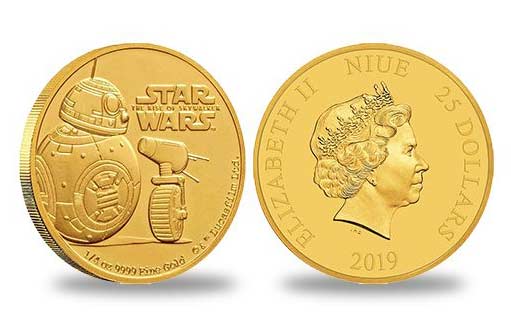 дроидам посвящена золотая монета Ниуэ в серии про Скайуокера