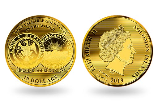коллекционная золотая монета «BRASHER DOUBLOON 1787»