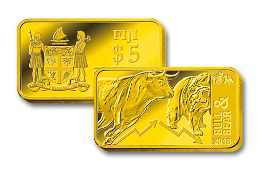 Государство Фиджи отчеканило новую коллекционную монету прямоугольной формы достоинством 5 фиджийских долларов
