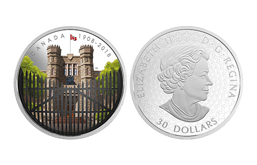 Монета из серебра с объемным изображением, посвященную 110-й годовщине канадского монетного двора