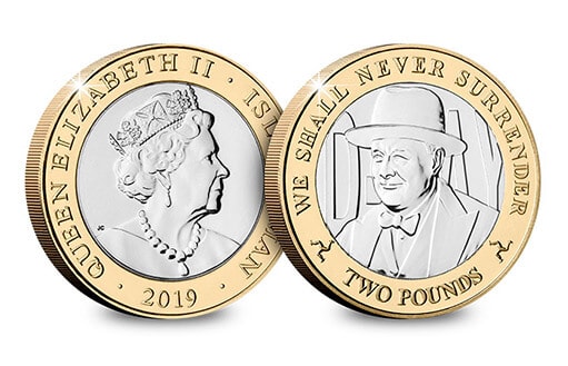 монета из серебра с селективной золотой плакировкой, посвященная Уинстону Черчиллю