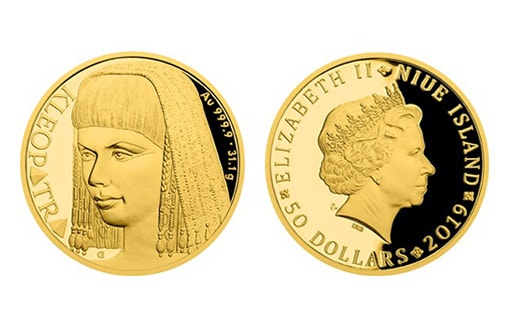 Клеопатра отчеканена в золоте на монетах Ниуэ 2019