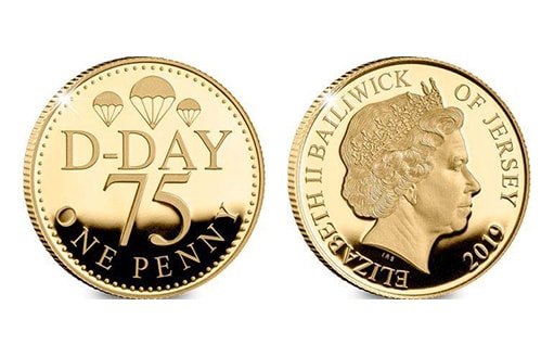 монета из золота к дню-Д высадки в Нормандии