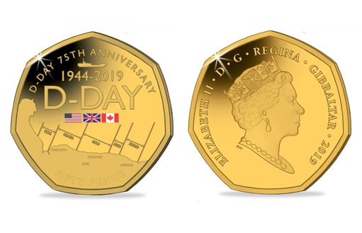 Памятная золотая монета Гибралтара «День-Д».