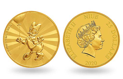 Дейзи Дак на золотой монете Ниуэ