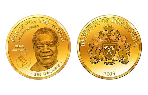 золотая монета в честь африканского врача