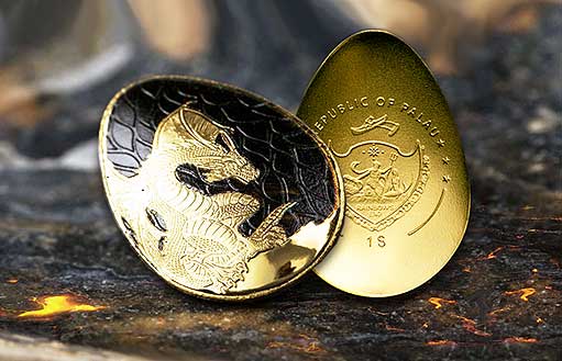 Золотоe яйцоj дракона на монете Палау