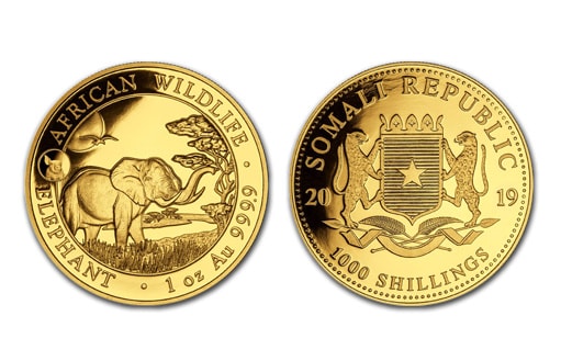 Коллекционная золотая монета «Слон»
