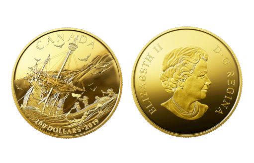 коллекционная канадская монета из золота