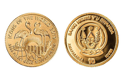 коллекционная монета из золота, посвященная фламинго