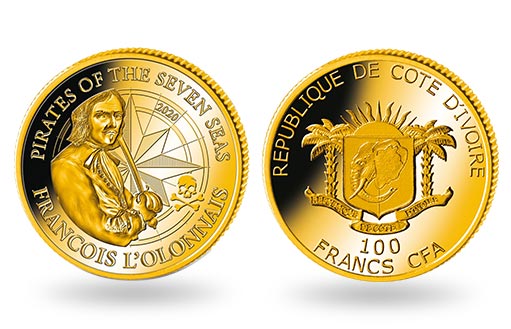 пирату Франсуа Олоне посвятил золотую монету Берег Слоновой Кости