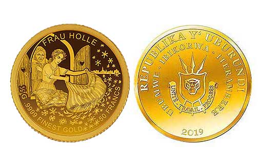 Бурундийские золотые монеты по сказке о Метелице